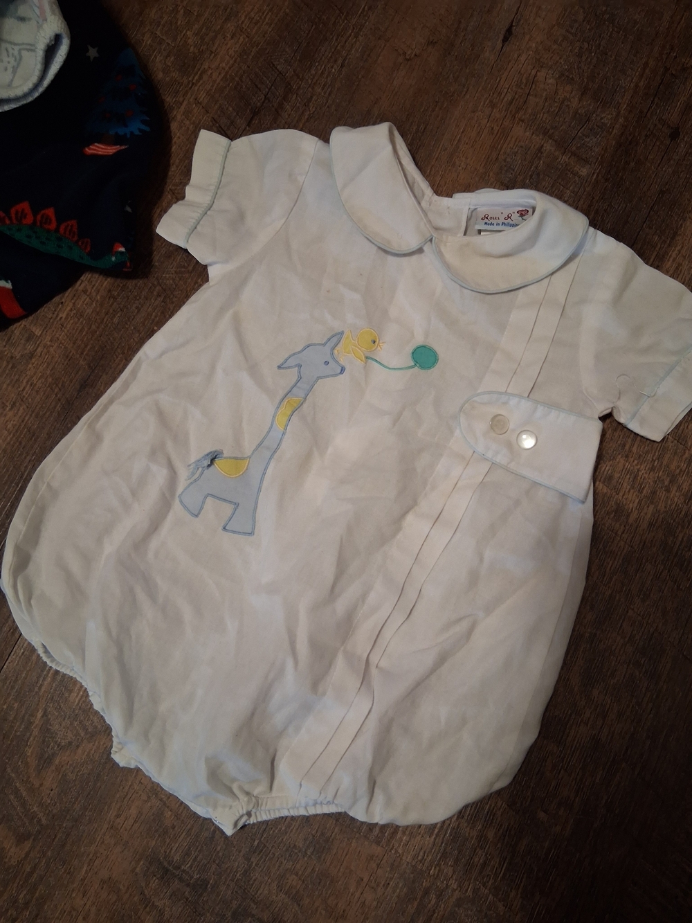 Vintage White Giraffe Applique One Piece